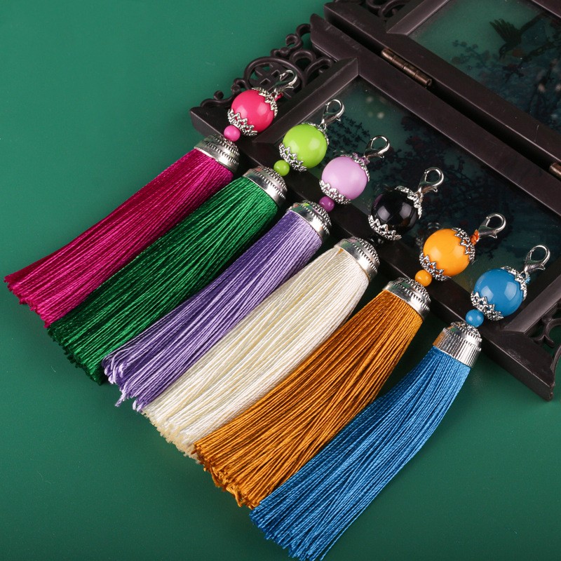 Vintage Sewing Textile - 10pc Vintage Bead Tassel Lobster Clasp