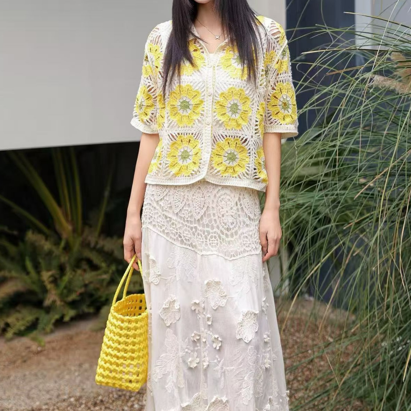 Granny Square Crochet Knit Pol - Sewing Jackets ulasan dan harga