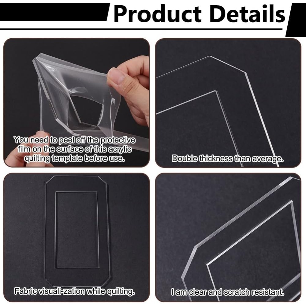 2 Sets Quilting Template Clear - Quilting Ruler Square ulasan dan harga