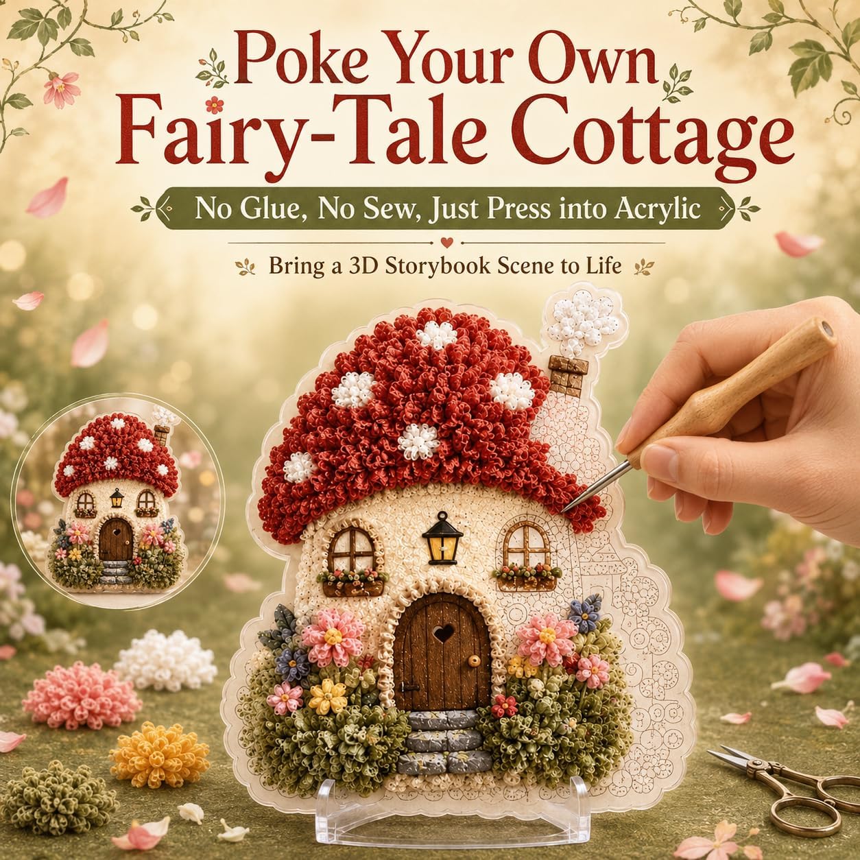 DIY 3D Fabric Poke Art Kit Whi - Sewing Textile Art ulasan dan harga