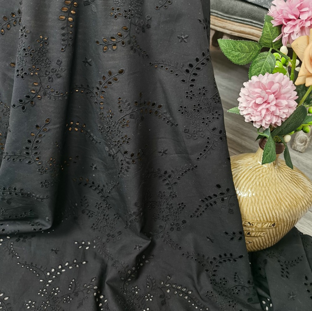 High-quality black hollow-out  - Sewing Eyelet Fabric ulasan dan harga