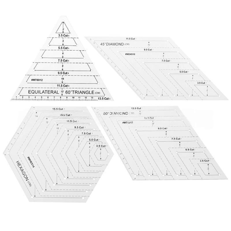 A25F-4Pcs Quilting Ruler Set,  - Quilting Ruler Square ulasan dan harga
