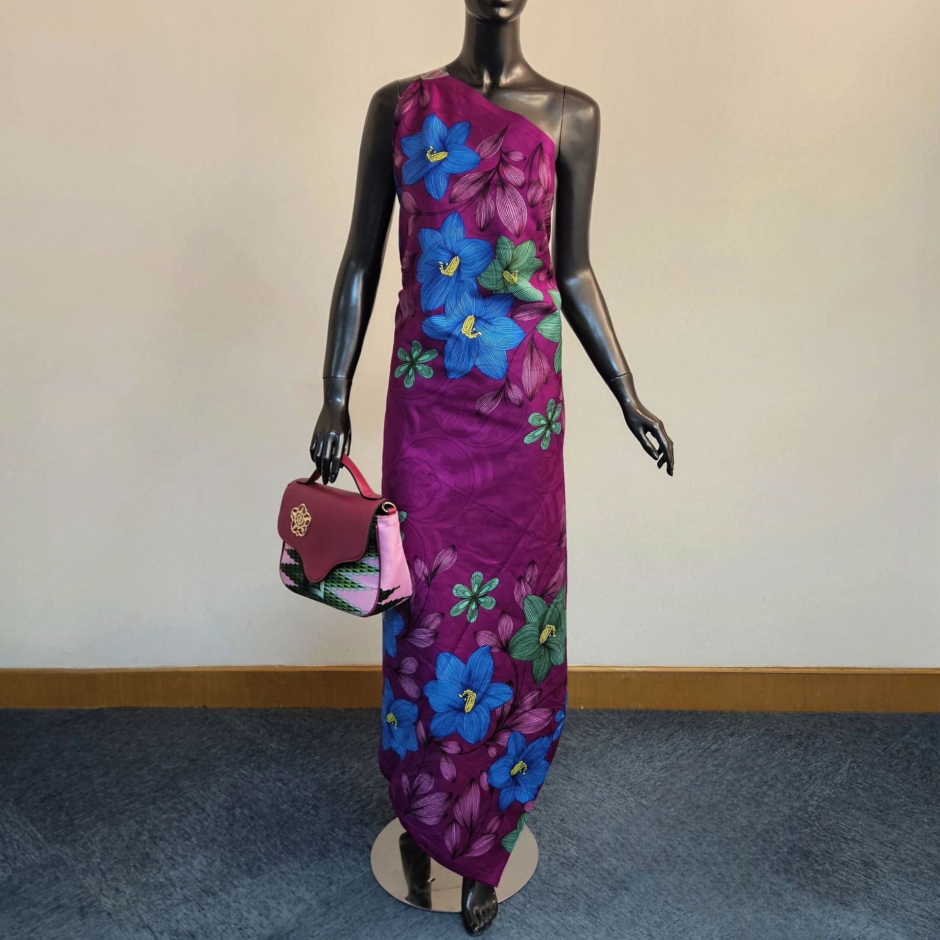Floral Printed on Purple Blue  - Sewing Jackets ulasan dan harga