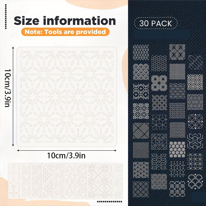 30Pcs Embroidery Templates DIY - Sewing Expert ulasan dan harga