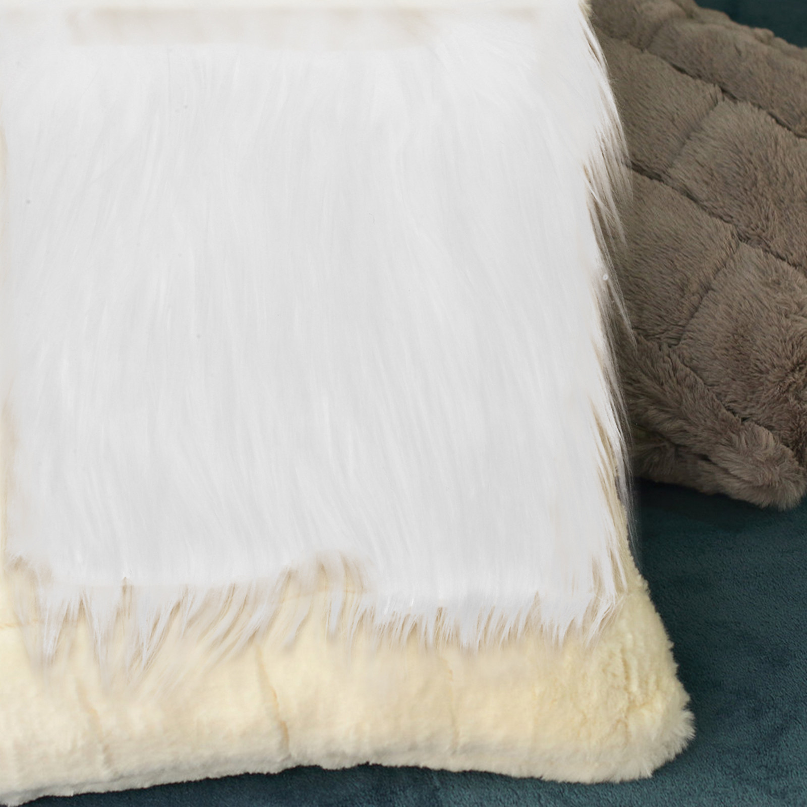 2Pcs Square Long Hair Faux Fab - Sewing Textiles ulasan dan harga