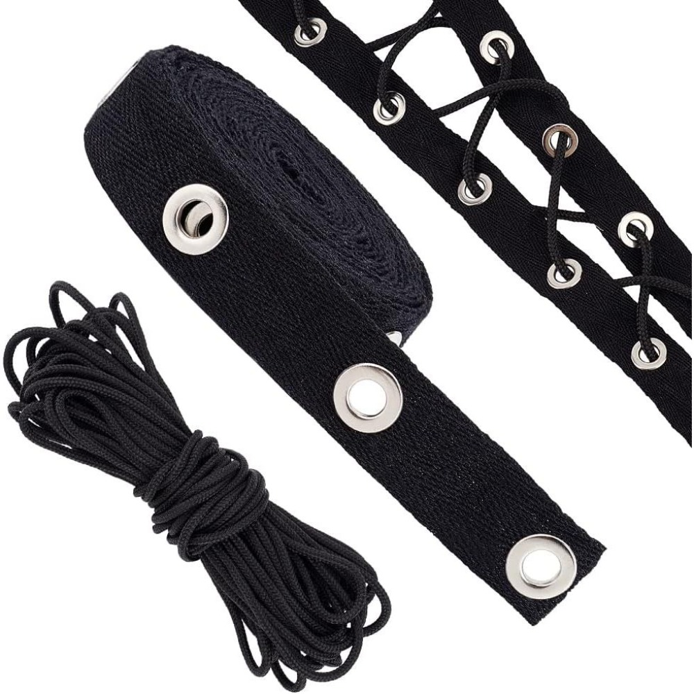 3 Yards Eyelet Tape Trim Black - Sewing Eyelet Fabric ulasan dan harga