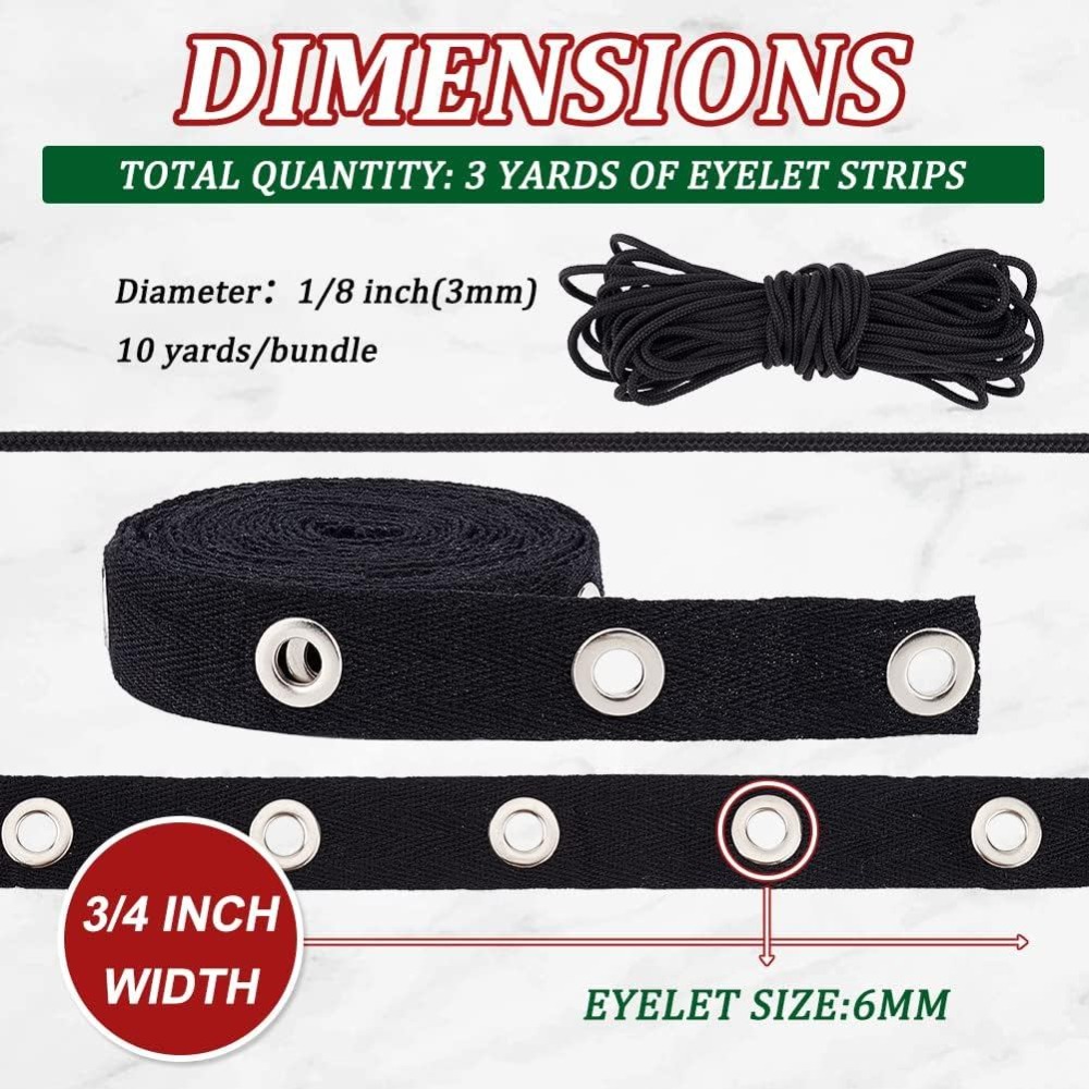 3 Yards Eyelet Tape Trim Black - Sewing Eyelet Fabric ulasan dan harga