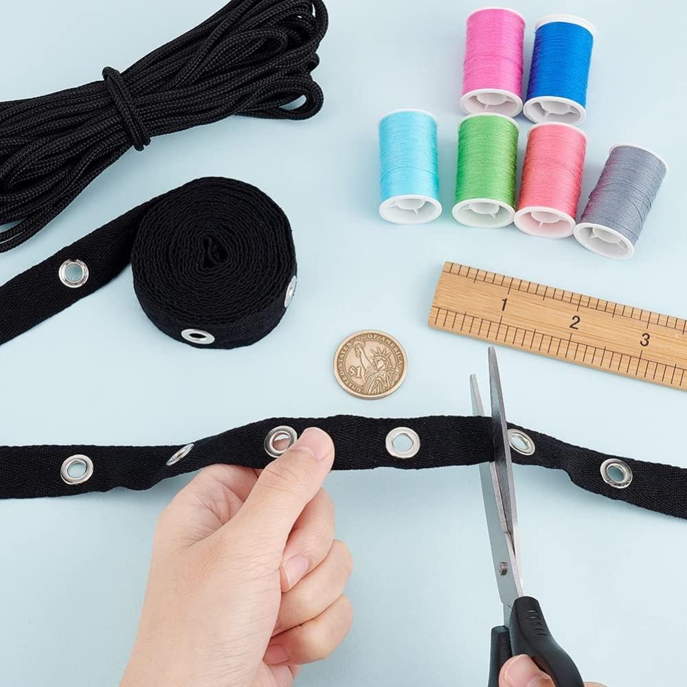 3 Yards Eyelet Tape Trim Black - Sewing Eyelet Fabric ulasan dan harga
